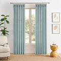 Light Blue Linen Pinch Pleat Curtains 90 Inches Long Pleated Semi Sheer Textured Drapes Hooks Back Tab Coastal Modern Light Filtering Curtain 2 Panels for Living Room Bedroom Office 42x90