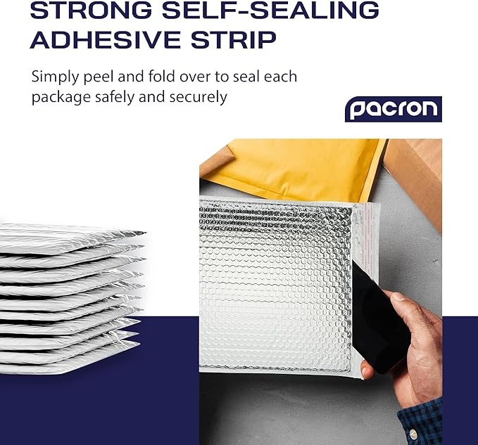 200-Pack Insulated Silver Thermal Bubble Mailers 15 x 17 - Waterproof Metallic Foil Self-Sealing Padded Envelopes for Cold Shipping, Perishables, Food, Cosmetics, Pharmaceuticals