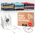 Tall White Wire Shelf Dividers for Closet Organization – Sturdy and Easy Set-Up Closet Shelf Dividers with Bonus Rose Gold Hanger (12 inch Wire Shelves, 12-Pack)