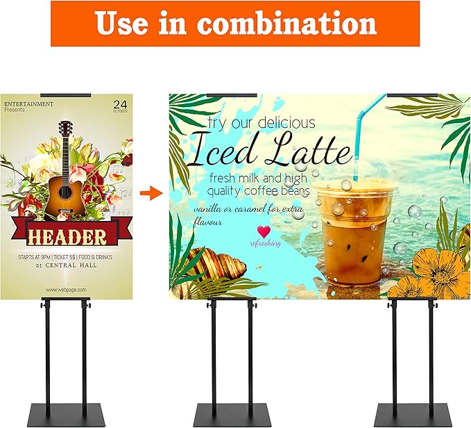 2Pack Poster Holder for Display, Adjustable Pedestal Sign Stand Up to 78 Inches, Double Sided for Board & Foam, Sign Holder Stand with Non-Slip Mat Base for Wedding, Restaurant & others