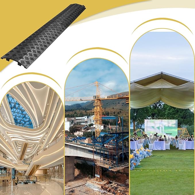 Cable Protector Ramp - Extension Cable Floor Protector, Outdoor Driveway Sidewalk, High Visibility Safety Strip, Wire Line Concealment System, Safety Equipment, Road Traffic Use