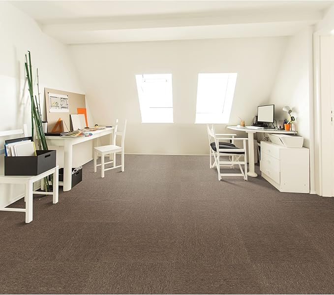 Mohawk Basics 24" x 24" Berber (Loop pile), 0.07" Pile Height, Carpet Tile, PET Fiber, Earth Tone Color, (24 Tiles), (96 sqft/carton)