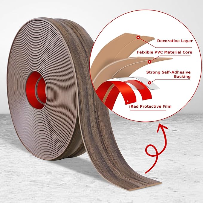 Flexible Wall Corner Protector Moulding Trim Peel and Stick Wall Corner Guards Edge Protector Self Adhesive Molding Trim Strip for Edge Ceiling (Smoked Brown Wood Grain, 2.4 in x 20 Ft)