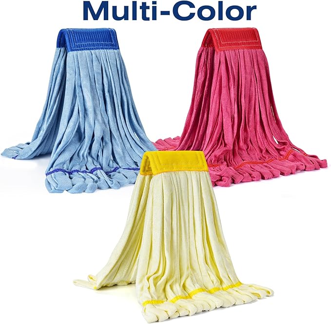 Matthew Cleaning Microfiber Tube Mop(Meduim,Blue,3Pack) Heavy Duty Mop Head Replacement,Excellent Absorbency,Premium launderability,Reusable,Loop end for Home,Commercial&Industrial Use