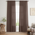 Nanspring Cappuccino Linen Blend Light Filtering Back Tab Curtains 84 Inches Long, Semi Sheer Privacy Drapes for Living Room & Bedroom Simple Style, 52x84 inch, 2 Panels