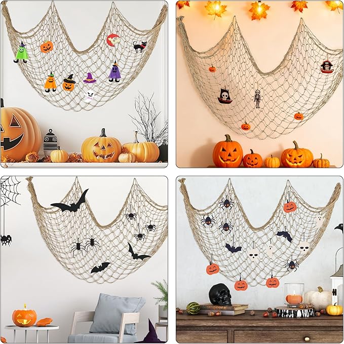 ZUEXT Caramel Decorative Fishing Net 80x40 Inch, Large Picture Fish Net, Wall Photo Hanging Fishnet for Nautical Mermaid Pirate Ocean Themed Hawaii Beach Under the Sea Party Decorations