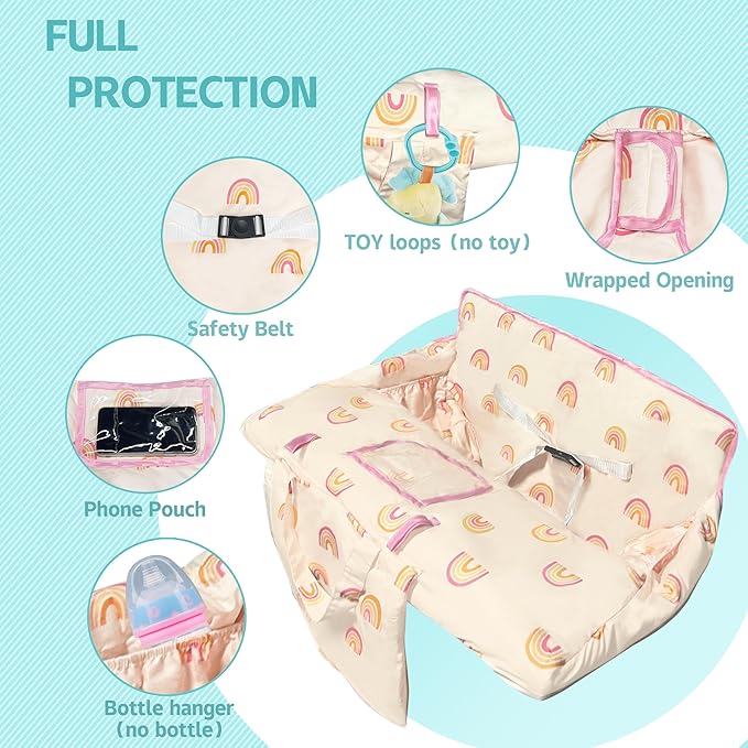 Shopping Cart Cover for Baby,2-in-1 High Chair Cover with Portable Cloth Bag,Cart Seat Pad for Babies Grocery Cushion Cover Restaurant,Suitable for All Supermarkets