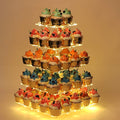 YestBuy Cupcake Stand - Premium Cupcake Holder - Acrylic Cupcake Tower Display - Cady Bar Party Décor - 5 Tier Acrylic Display for Pastry + LED Light String - Ideal for Weddings, Birthday Parties