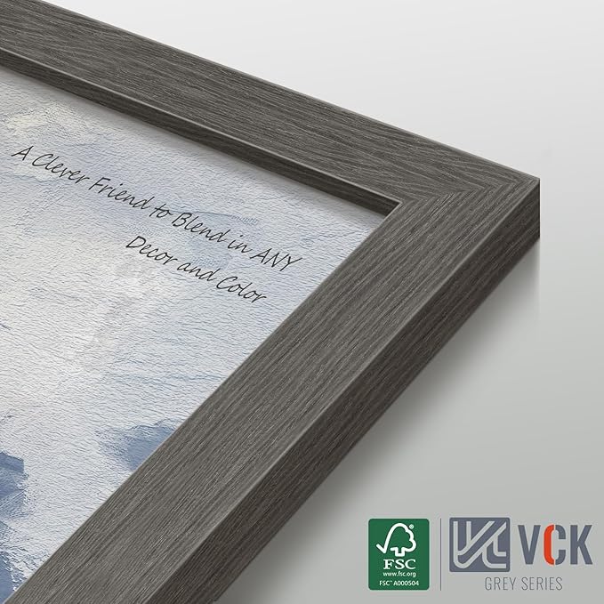 VCK 20x28 Picture Frame 5 Pack, Gray Solid Wood Poster Picture Frame, Exclusive Wood Grain, Wall Mounting Hanging