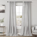 Grey Linen Textured 96 Inch Curtains 2 Panel Set Back Tab Rod Pocket Sheer Light Filtering Boho Room Decor Aesthetic Curtains Burlap Look Curtain Drapes for Living Room Bedroom 8Ft 40x96 Inch