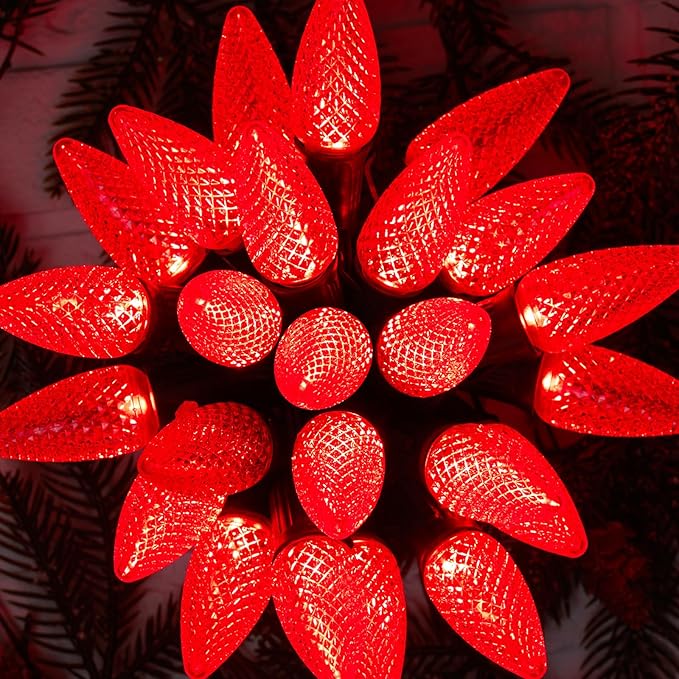 Brightown C9 Christmas String Lights, Red Commercia Outdoor Christmas Lights with 100 Strawberry C9 LED Bulbs, Waterproof Extendable UL Certified for Party Holiday Indoor Outdoor Xmas Decor