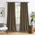 DUALIFE Chocolate Brown Pinch Pleated Blackout Curtains 102 Inches Long, Back Tab with Hooks, Linen Full Black Out Thermal Insulated Track Curtain for Bedroom Living Room,40" Wx102 L, 2 Panels