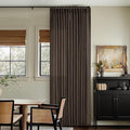 Dark Chocolate Pinch Pleated Linen Curtains 2 Panels for Living Room Bedroom Memory Training Shaped Semi Sheer Pleat Drapes with Hooks Rings Light Filtering Window Curtain 40x102