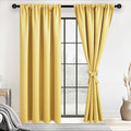 JIUZHEN Blackout Curtains for Bedroom– Thermal Insulated,Noise Reducing Room Darkening Privacy Drapes for Living Room, Set of 2 Panels with Tiebacks, 42 x 72 inch Long, Light Yellow