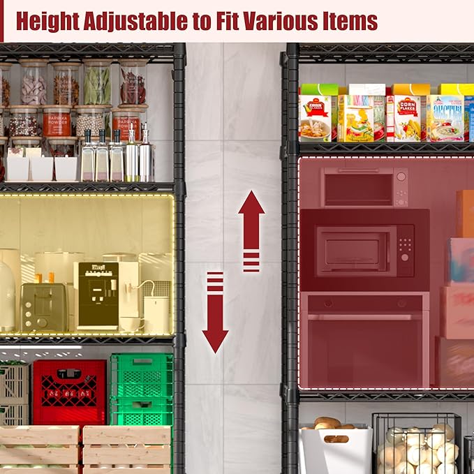 PrimeZone 3 Packs 48" W x 24" D x 81" H Heavy Duty Wire Storage Shelves with Wheels, 5 Tier Adjustable NSF Certified Garage Shelving Unit, Rolling Metal Organizer Shelf Rack for Warehouse, Pantry