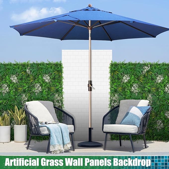 20"x20" Grass Wall Panels, 16PCS Artificial Greenery Backdrop Wall with UV Resistant Leaves, Faux Green Wall Decor for Outdoor Indoor Patio Garden Backyard