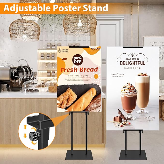 Poster Stand Heavy Duty - Adjustable Poster Board Stand Double-Sided Poster Stands for Display Foam Board Sign Stand Holder, Pedestal Sign Holder Floor Stand Height Up to 80 Inch, 2 Pack