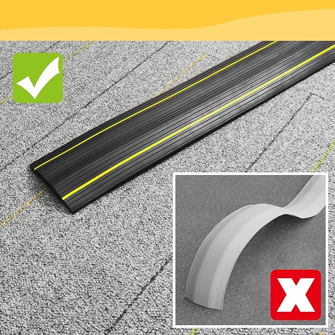 20 Ft Heavy Duty Floor Cord Cover Cable Protector, 3 Channels Protect Cords and Prevent a Trip Hazard— Conceal Wires at Home, Office, Warehouse, Workshop, Concerts