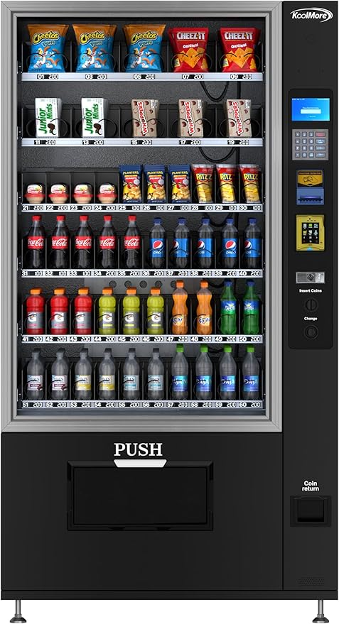KoolMore Refrigerated Snack Vending Machine with 60 Slots, Bill Acceptor and Credit Card Reader in Black (KM-VMR-40-BR)