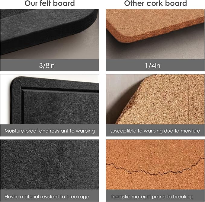 Large Bulletin Board, 60 x 48 inches Decorative Felt Pinboard, 5' x 4' Cork Board Alternative for Wall, Foldable Photo Board Self-Adhesive Vision Board with 20 Pushpins - Black