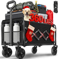 Wagons Carts Foldable Collapsible Wagon with Wheels — Folding Utility Wagon Cart Portable for Camping,Sports,Groceries,Apartment & Travel | Collapsible Wagon for Storage & Shopping,360lbs,Black