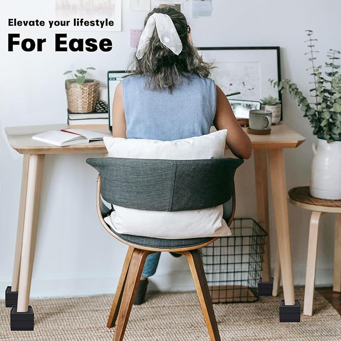 Bed Risers 3 inch Heavy Duty,Furniture Risers for Desk Table Sofa Couch Lifts to 1.5 or 3 inch, Square Adjustable Risers Blocks, Support Up to 1,300 Lbs（4 Pack-Black）