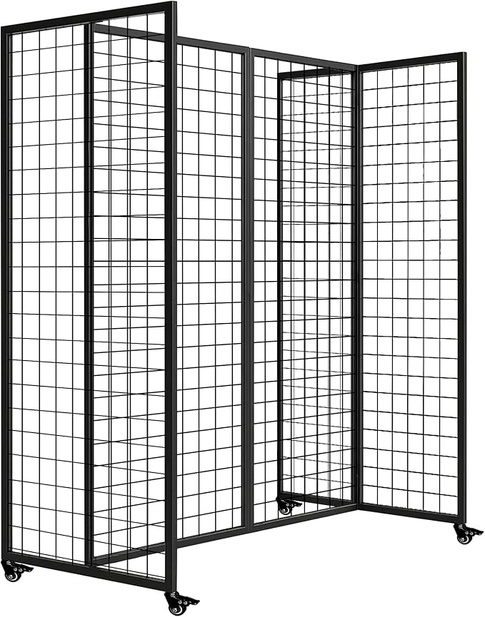 Grid Wall Panels, Grid Wall with Wheels,4x5.5Ft Gridwall Panel Display Stand,Sturdy Art Display Panels, Grid Display Stand, Black
