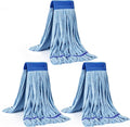 Matthew Cleaning Microfiber Tube Mop(Meduim,Blue,3Pack) Heavy Duty Mop Head Replacement,Excellent Absorbency,Premium launderability,Reusable,Loop end for Home,Commercial&Industrial Use