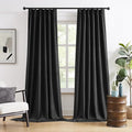 DUALIFE 2 Panels Pinch Pleated Blackout Curtains, Back Tab with Hooks, Extra Long Black Curtains/Drapes 132 Inch Length 11 FT,Thermal Insulated Draperies for Loft,(Black, 2 Panels,40" W x 132" L)