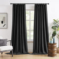 DUALIFE Black Out Pinch Pleated Curtain Drapes 104 Inch Length for Living Room, Back Tab with Hooks for Track System,Energy Saving Curtains for Patio Sliding Glass Door, Black,40x104 Inch,2 PCs