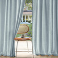 MIULEE Non-See-Through Privacy Linen Curtains 2 Panels, Light Filtering Window Curtains Farnhouse Textured Back Tab Semi Sheer Drapes for Bedroom Living Room, 52 x 96 Inches Long, Stone Blue