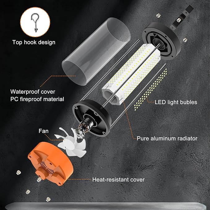 300W Temporary LED Work Light 43000Lm 5000K Daylight White Temporary Construction Lighting IPX8 Waterproof with Temp Lighting High-Brightness Job Site Lighting