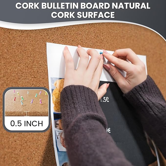 48"x36" Lockable Enclosed Bulletin Board, Outdoor Cork Weather-Resistant Aluminum Frame Notice Board, Wall Mounted Display Case Acrylic Doors for School,Office,Silver Frame w/Cork