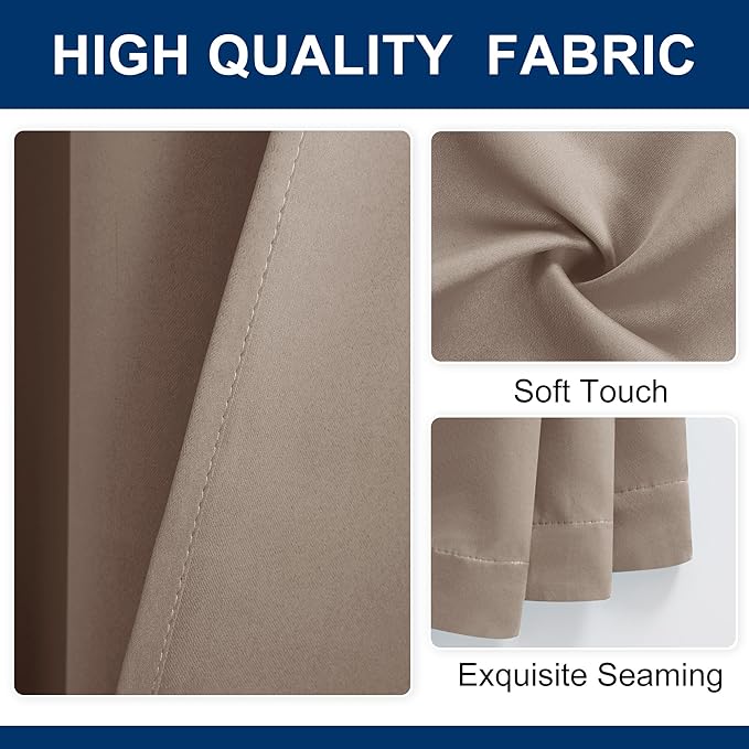 Hiasan Patio Sliding Room Divider Door Curtains - Extra Wide Privacy Room Thermal Insulated Blackout Curtain with Back Tab & Rod Pocket for Bedroom Partition(100 x 108 Inches, Camel)