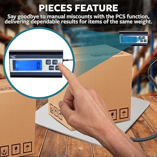 Smart Weigh 440 lbs x 1 oz. Digital Heavy Duty Shipping and Postal Scale, Package Scale with Durable Stainless Steel Large Platform, Post Office Postal Scale and Luggage Scale