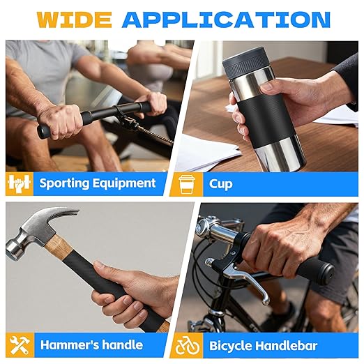 Rubber Grip Tape, 2 in x 22 Ft Black Ultra-Thin Strong Adhesive Non-Slip Tape, Anti-Slip Grip Tape for Handles, Waterproof Heat Resistant Cushion Grip, Comfortable in Hands