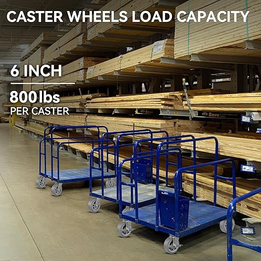 6'' × 2'' Caster Wheels, Heavy Duty Industrial Casters Set of 4 Rubber Wheels, Load 3600lbs Capacity, Swivel Caster for Cart Dolly Toolbox Trolley (4 Swivel)