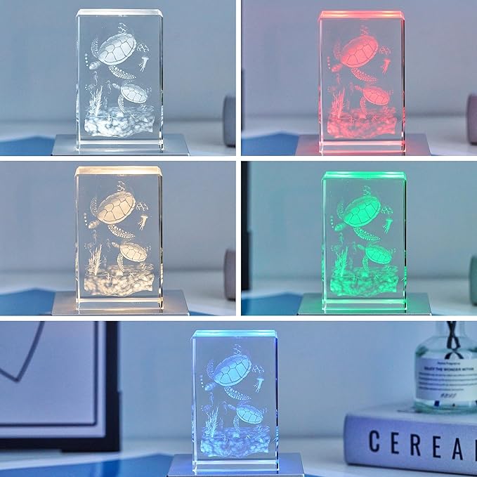 EUSTUMA LED Light Base Square Display Stand In A Variety of Colors,Lighted Up Stand Color Changing LED for 3D Glass Crystal Art,Holiday Party Decoration. (Small silver, Small)
