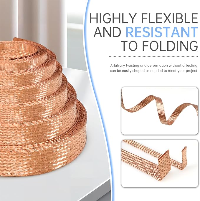 Copper Wire Loom - EMI/RFI Shielding Flexible Cable Management for Automotive Audio, Industrial Expandable Cables, Marine Wiring & Computer Case ﻿ (Pure Copper, 10mm (3/8")-16ft)