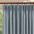 Textured Linen Pinch Pleats 100% Blackout Curtains for Bedroom/Living Room Blackout Curtains 84 Inches Long, Energy Saving Window Treatment Curtains,72Wx84Lx2,Grey Blue