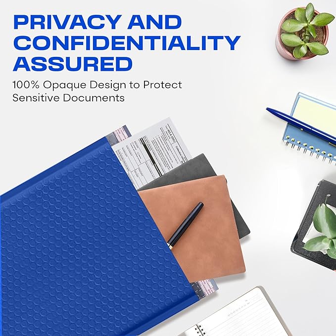 Royal Blue Poly Bubble Mailers 8.5x12 inch #2 | Self Seal Padded Envelopes | Cushioned Bubble Mailer | Usable Size 8.5x11 | Water Proof | Lightweight mailing Shipping Bags | 200 Pack Bulk