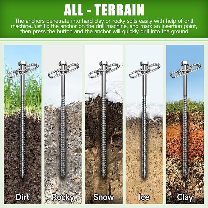 20 Pack Screw in Tent Stakes Heavy Duty,8 ’’ Ground Anchors Screw in,Metal Stakes with Hex Head Driver and Sturdy Storage Bag.(20)