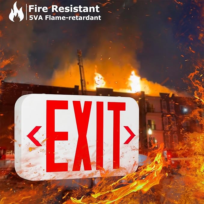 LIT-PaTH LED EXIT Sign, Emergency light with Double Face and Back Up Batteries- US Standard Red Letter Exit Lighting, UL 924 and CEC Qualified, 120-277 Voltage, 12-Pack