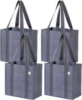 VENO 2-4 Pack Reusable Grocery shopping Bags, Small Tote Bag w/Handle Hard Bottom, Heavy Duty, Foldable Carrier