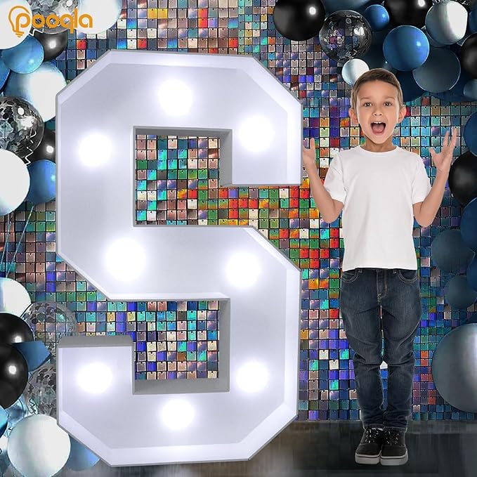 Pooqla 3FT Light Up Marquee Letters, Cool White and Warm White LED Large Lighted Marquee Birthday Decor, Giant Mosaic Letters Sign for Graduation Anniversary Wedding Party Decoration, Letter H