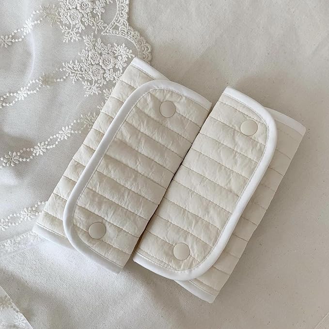 NUEAYMS Pushchair Bar Cover Cotton Cloth Baby Pushchair Stroller Fabric Handle Sleeve Bar Gloves Cover Handrail Cover Stroller Handle Protector Cover Bar Protector, White