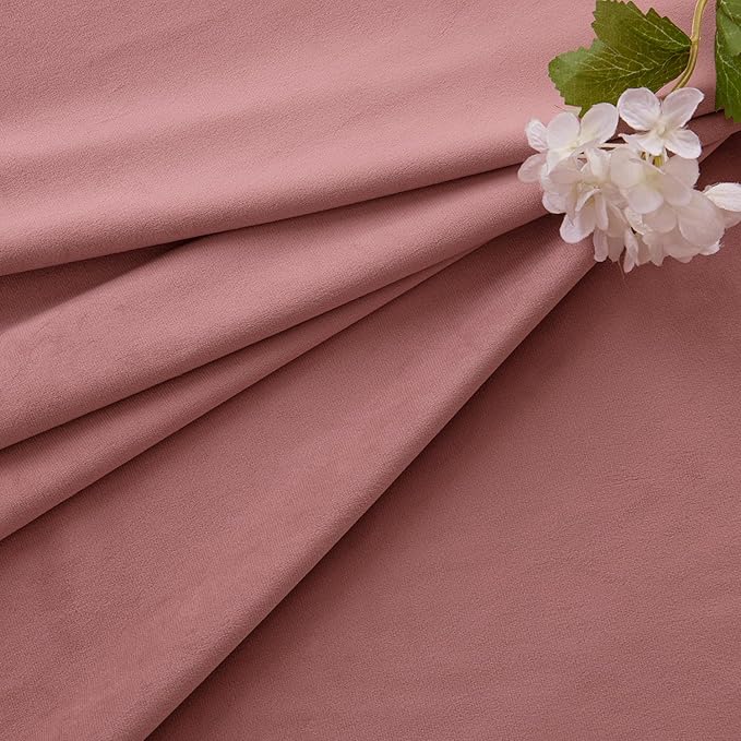 MIULEE Velvet Curtains 108 Inches Length 2 Panels Set for Bedroom, Pinch Pleat Back Tab Luxury Thermal Insulated Pink Living Room Darkening Pleated Blackout Extra Long Curtains with Hooks, Dusty Rose