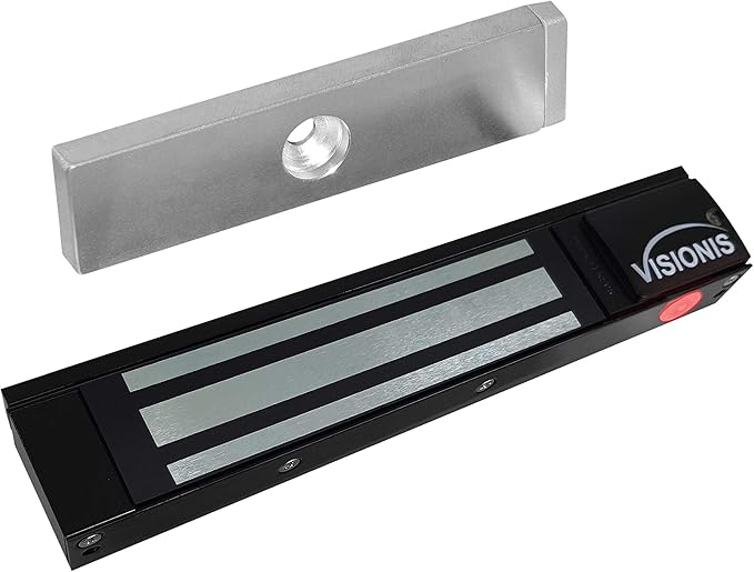 Visionis VS-VISML300LED-BL Indoor 300lbs Black Electromagnetic Lock with LED Sensor for Door Access Control