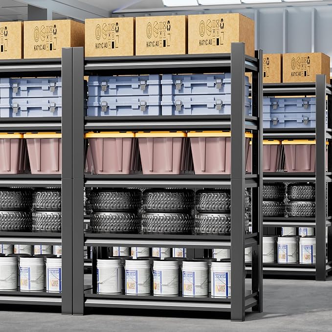 2 Set Garage Shelving Unit 72"H3000bls Heavy Duty Storage Shelves Easy Assembly 5 Tier Adjustable Metal Steel Utility Shelf Rack Storage Organize for Tools Garage,Basement,Warehouse 16"*36"*72"