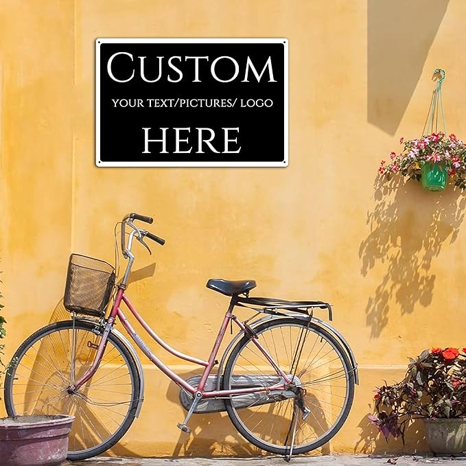Custom Sign,Aluminum Weatherproof Metal Sign Multiple Sizes, double-sided，Customize for Office, Business, Workplace, office, Home, Delivery Signs，UV printing(10 * 7Inch)